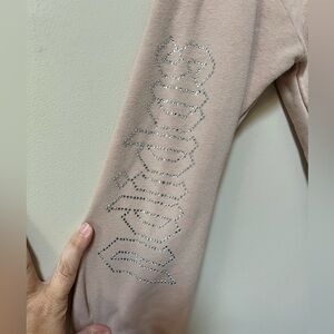 Adidas Beige Cropped Top Sweatshirt with Rhinestone Logos